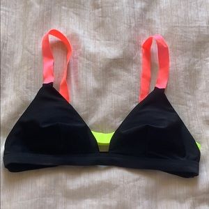 Black bikini top with neon straps